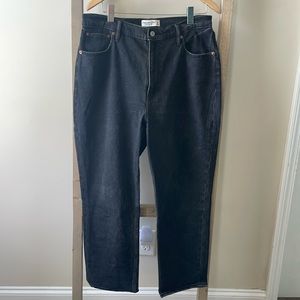 Abercrombie & Fitch Curve Love Ankle Straight Ultra High Rise Black size 12R/31